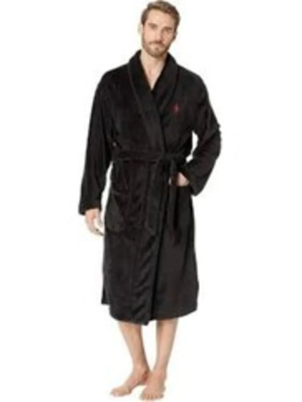 Polo Ralph Lauren Sleepwear Soft Cotton Kimono Velour Bath Robe Black Mens L/XL